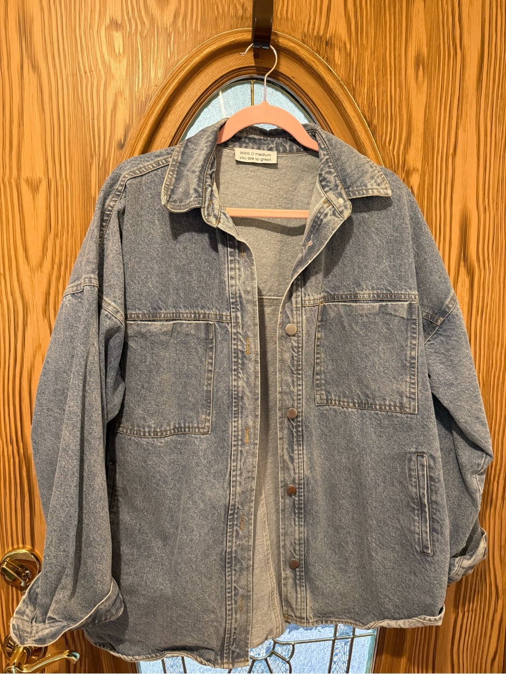 Relaxed Oversized Jean Jacket in Light Wash Blue